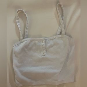 Cute white crop tank top with button up